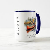 Watercolor Kayak On The Lake  マグカップ (正面右)