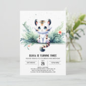 Watercolor Kids Tiger Birthday 招待状 (スタンド正面)