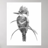 Watercolor Kingfisher Bird  Nature Art ポスター (正面)