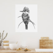 Watercolor Kingfisher Bird  Nature Art ポスター (キッチン)