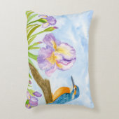 Watercolor Kingfisher with Purple Irises アクセントクッション (正面(垂直))