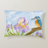 Watercolor Kingfisher with Purple Irises アクセントクッション (裏面)