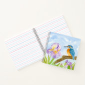 Watercolor Kingfisher with Purple Irises  ノートブック (内部)