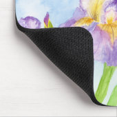 Watercolor Kingfisher with Purple Irises  マウスパッド (コーナー)