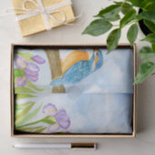 Watercolor Kingfisher with Purple Irises  薄葉紙 (ギフト)