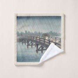 Watercolor Kittens & Japanese Rain Print Parody ウォッシュタオル