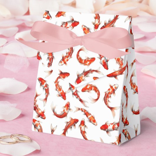 Watercolor koi carp artwork in red & white フェイバーボックス (ウェディング)