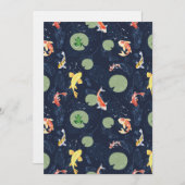 Watercolor Koi Fish Pond Seamless Pattern 招待状 (正面/裏面)