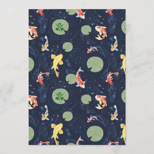 Watercolor Koi Fish Pond Seamless Pattern 招待状 (正面)