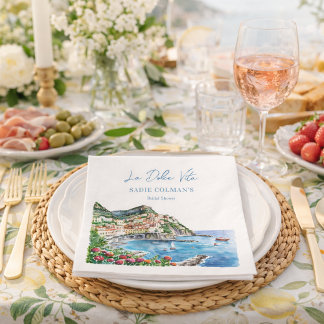 Watercolor La Dolce Vita Italian Bridal Shower スタンダードカクテルナプキン