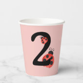 Watercolor Ladybug Second Birthday Party Cups 紙コップ (裏面)