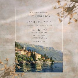 Watercolor Lake Como Italy Destination Wedding アクリル招待状