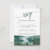 Watercolor Lake Tahoe Landscape Rustic Wedding 出欠カード (正面)