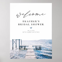 Watercolor Lakeside Lake Bridal Shower Welcome ポスター