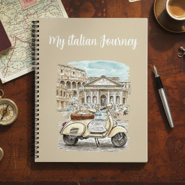 Watercolor Landmarks Vintage Vespa Italian Travel  ノートブック