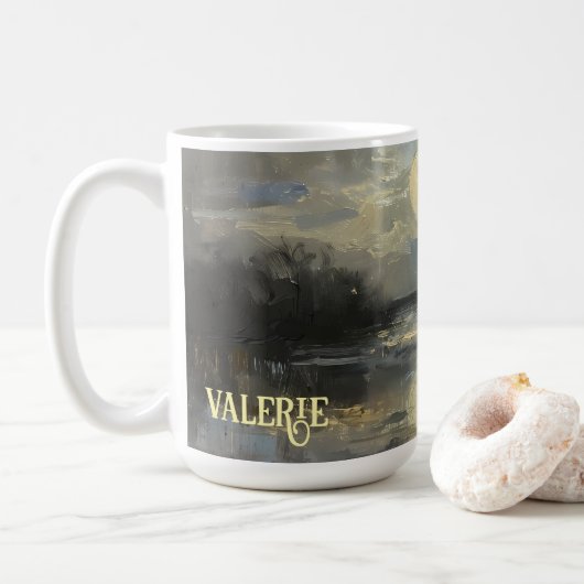 Watercolor Landscape Custom Name Mug コーヒーマグカップ (ドーナツ)
