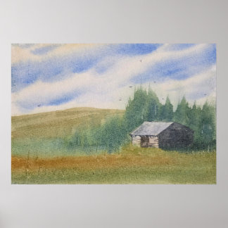 Watercolor Landscape Painting ポスター