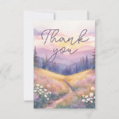 Watercolor Landscape Sunrise Nature Purple Tones サンキューカード (正面)