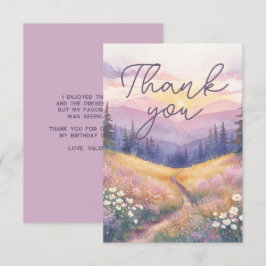 Watercolor Landscape Sunrise Nature Purple Tones サンキューカード