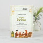 Watercolor Lantern & Quran Night Design Iftar 招待状 (スタンド正面)