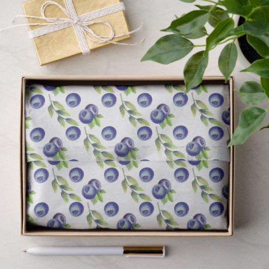 Watercolor Large Blueberry Pattern Tissue Paper 薄葉紙 (ギフト)