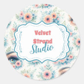 Watercolor Lash Artist Floral Beauty Business ラウンドシール (正面)