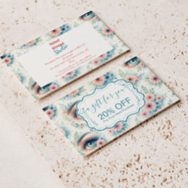 Watercolor Lash Artist Floral Beauty Business 割引カード