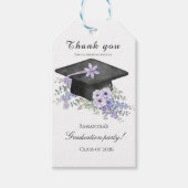 Watercolor Lavander Purple Floral Graduation ギフトタグ (正面)
