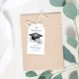 Watercolor  Lavander Purple Floral Graduation  ギフトタグ