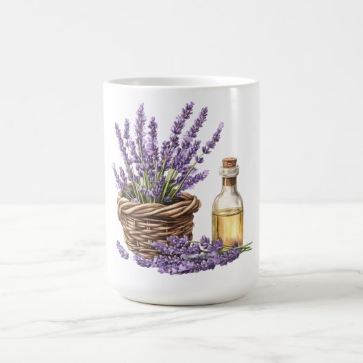  Watercolor Lavender Basket コーヒーマグカップ (中央)