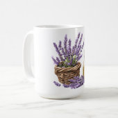  Watercolor Lavender Basket コーヒーマグカップ (正面左)