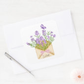 Watercolor Lavender Bouquet in Envelope スクエアシール (封筒)