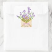 Watercolor Lavender Bouquet in Envelope スクエアシール (バッグ)