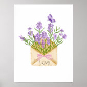 Watercolor Lavender Bouquet in Envelope ポスター (正面)