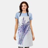 Watercolor Lavender Bunch Spring Apron エプロン (着用した状態)