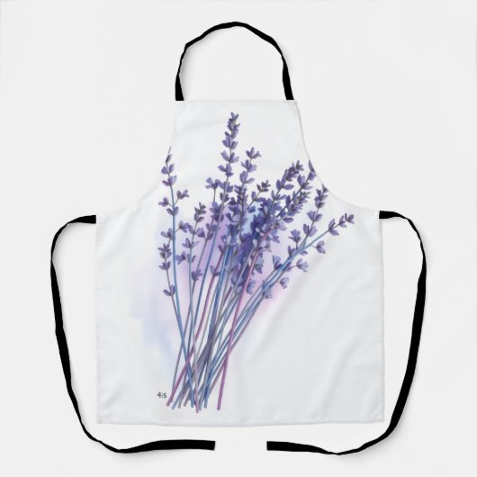 Watercolor Lavender Bunch Spring Apron エプロン (正面)