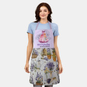 Watercolor Lavender Cleaning Service Apron Design エプロン (着用した状態)