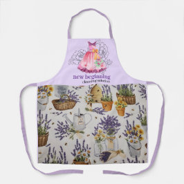Watercolor Lavender Cleaning Service Apron Design エプロン