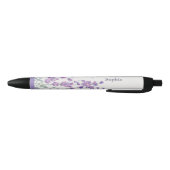 Watercolor Lavender Floral Monogram Name Pen 黒ボールペン (ボトム)