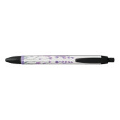 Watercolor Lavender Floral Monogram Name Pen 黒ボールペン (裏面)