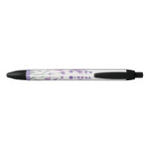 Watercolor Lavender Floral Monogram Name Pen 黒ボールペン (裏面)