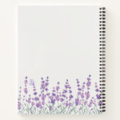 Watercolor Lavender Floral Purple Border Notebook ノートブック (裏面)