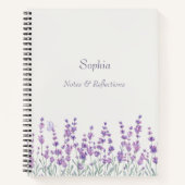 Watercolor Lavender Floral Purple Border Notebook ノートブック (正面)