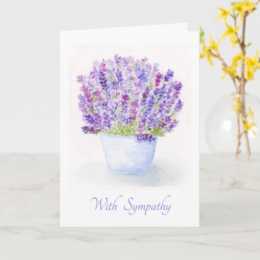 Watercolor Lavender Floral SYMPATHY カード (黄色い花)