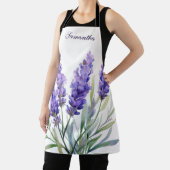 Watercolor Lavender Flowers エプロン (インサイチュ)