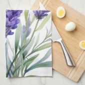 Watercolor Lavender Flowers キッチンタオル (四つ折り)