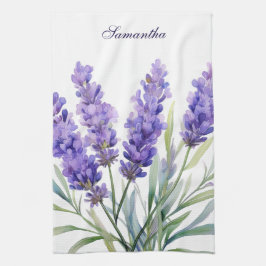 Watercolor Lavender Flowers キッチンタオル