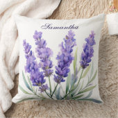 Watercolor Lavender Flowers クッション (ブランケット)