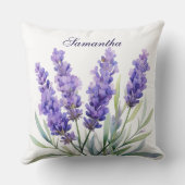 Watercolor Lavender Flowers クッション (裏面)