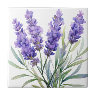 Watercolor Lavender Flowers タイル